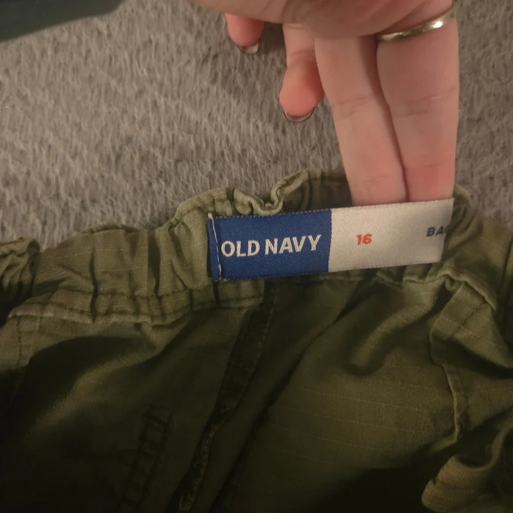 Old Navy Pants Boys 16 Green Baggy Cargo Ripstop Multi-Pocket Wide Leg Utility
